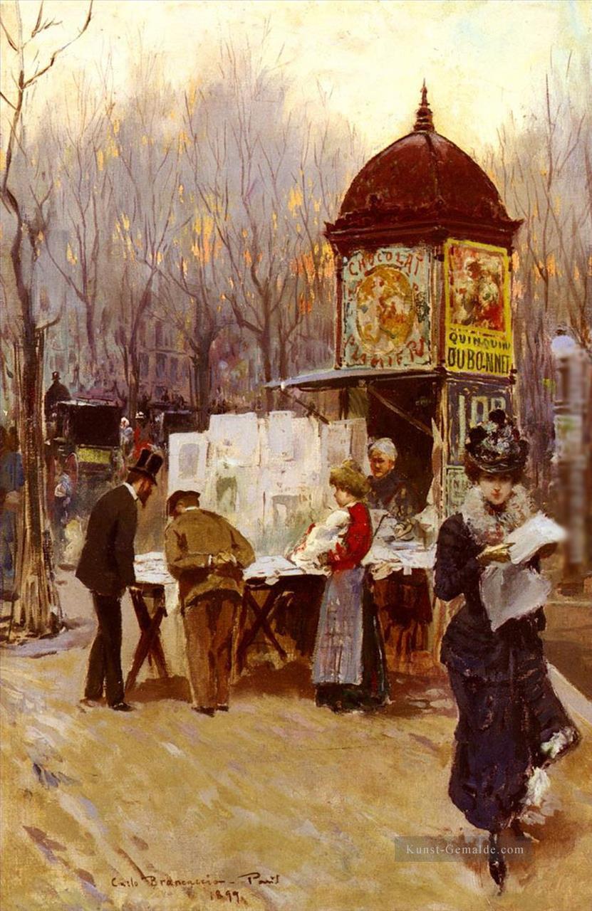 Carlo Brancaccio Der Kiosk Paris Ölgemälde